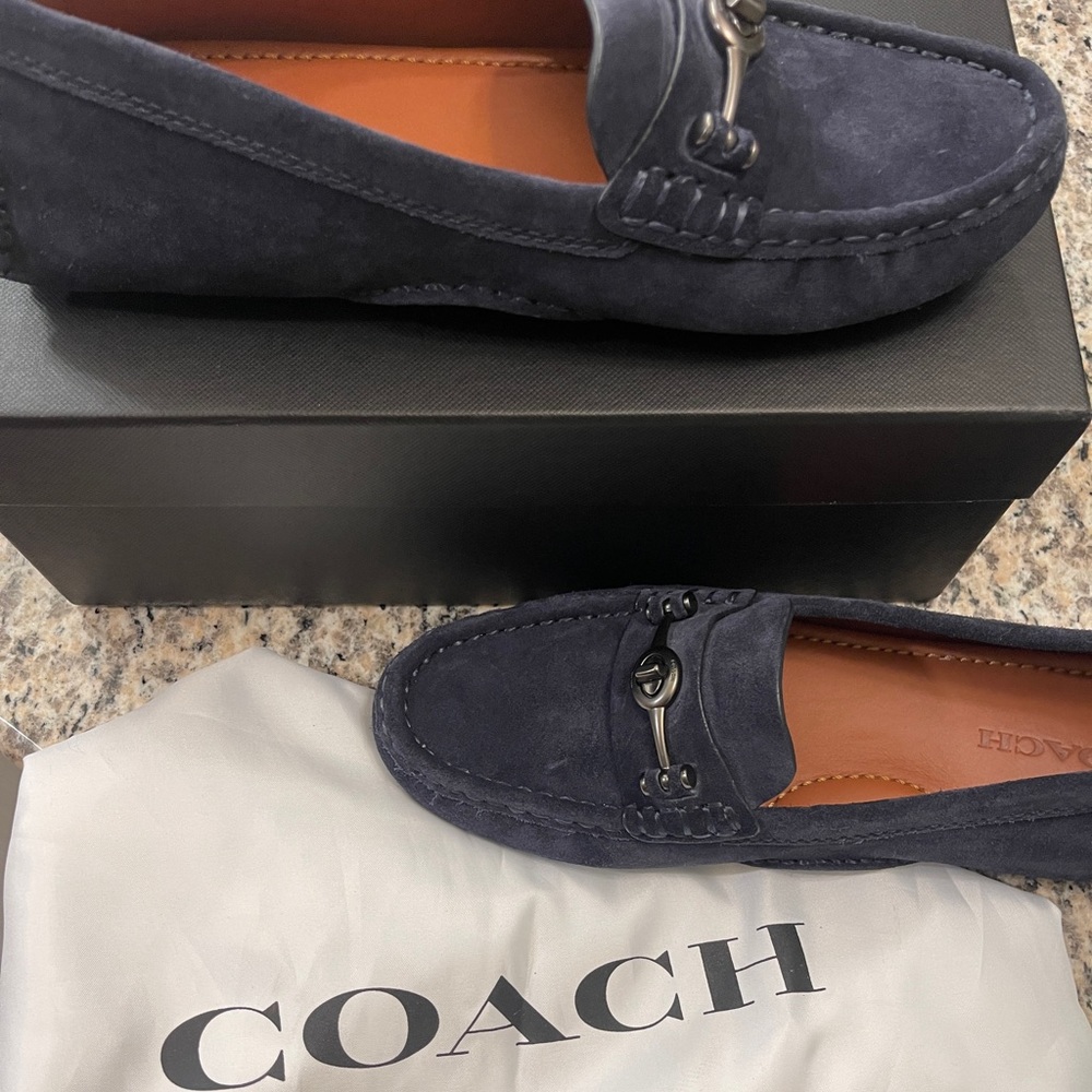 Coach Loafers,Navy Blue. Size 10 in women, worn once. Dust bag included.